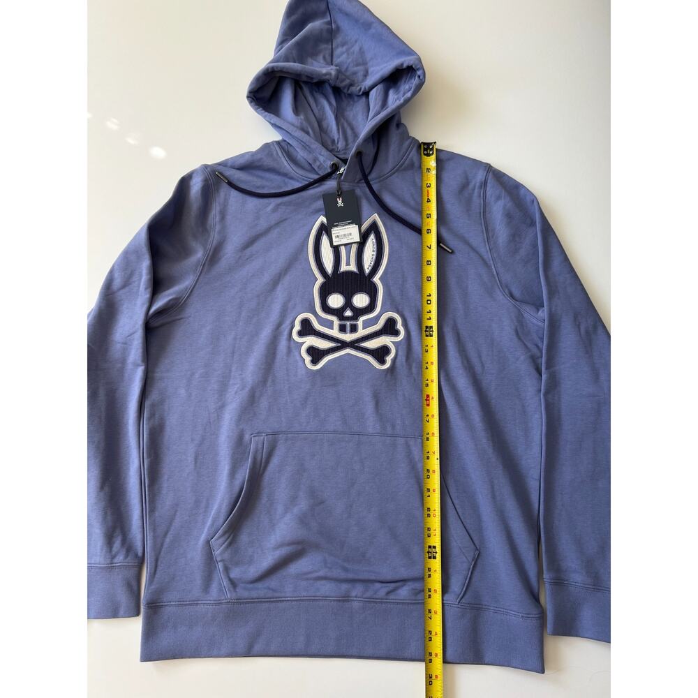 Psycho Bunny Ryder Embroidered Bunny Patch Hoodie Blue Ice Men's Size L New - Picture 11 of 16